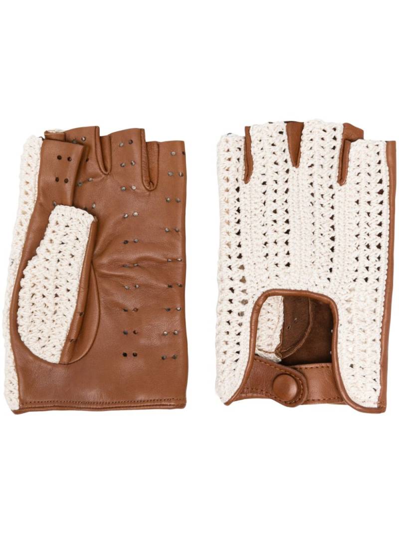 Eleventy crochet-knit gloves - Brown von Eleventy