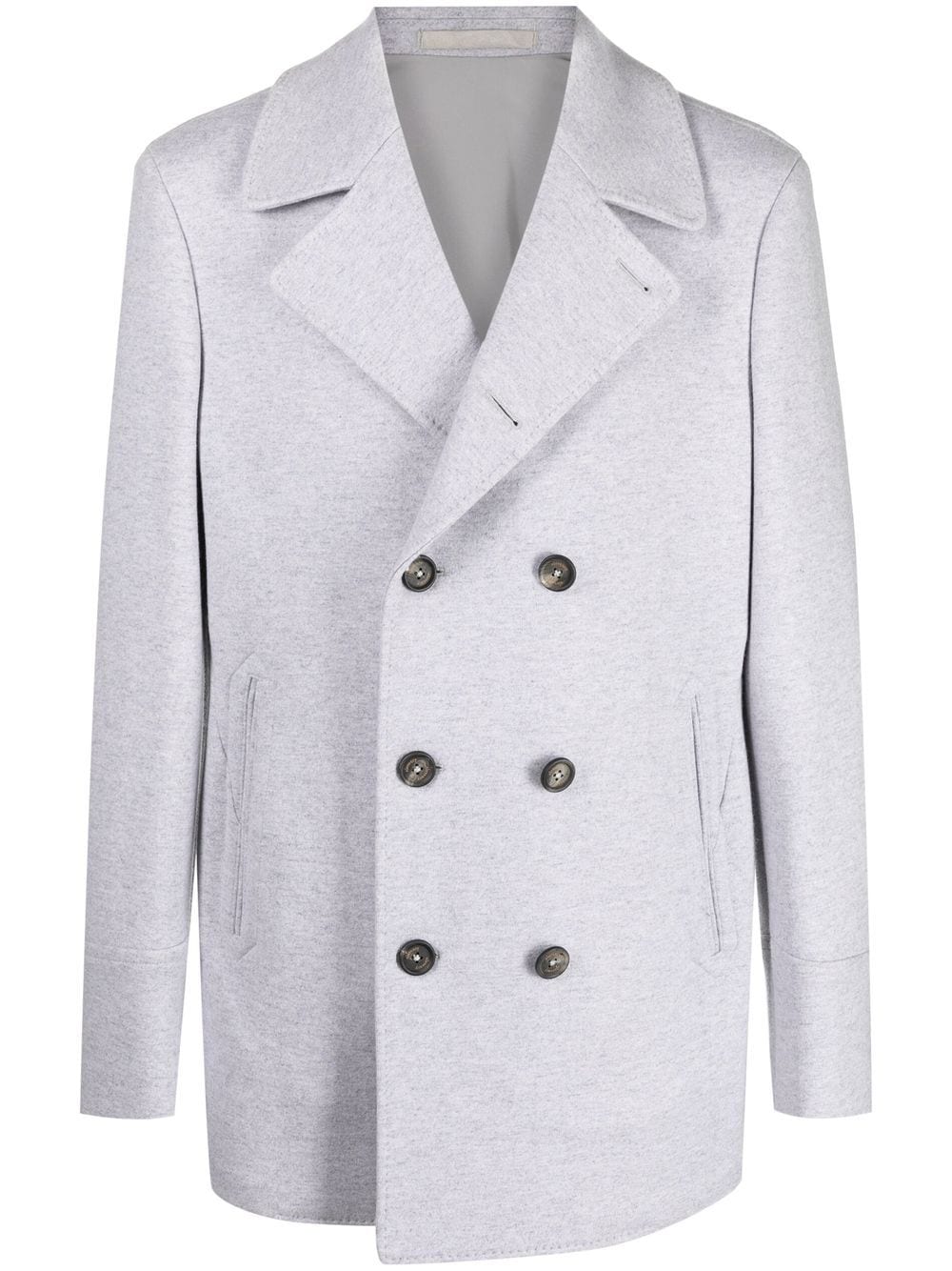 Eleventy double-breasted wool-cashmere coat - Grey von Eleventy