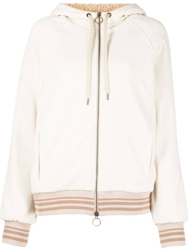 Eleventy drawstring-hood zipped-up bomber jacket - Neutrals von Eleventy