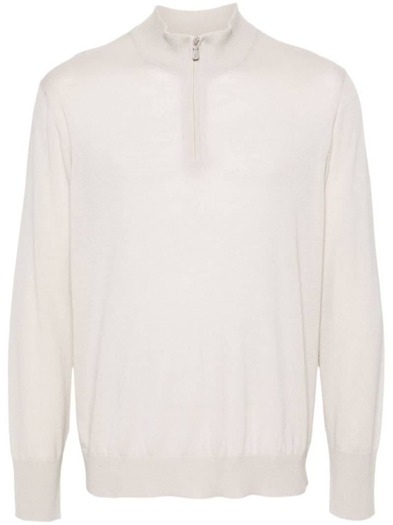 Eleventy fine-knit wool zip-up jumper - Neutrals von Eleventy