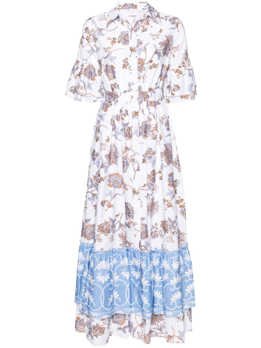 Eleventy floral-print maxi shirt dress - White von Eleventy