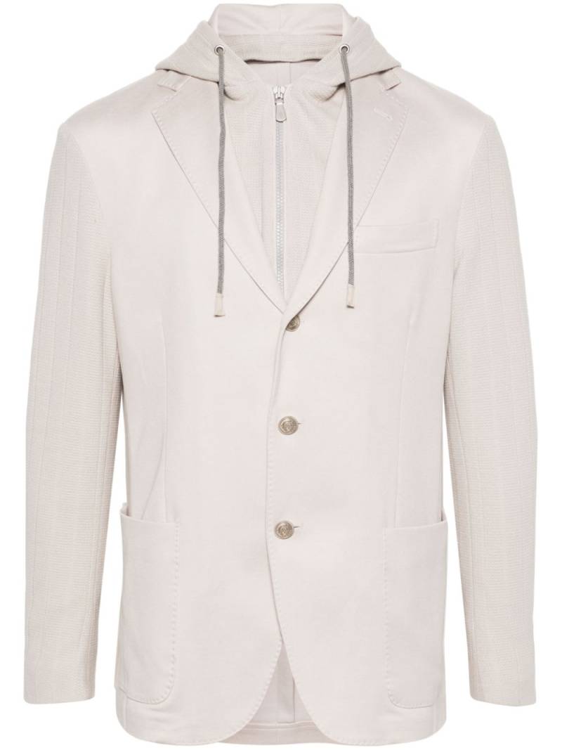 Eleventy hooded single-breasted blazer - Neutrals von Eleventy