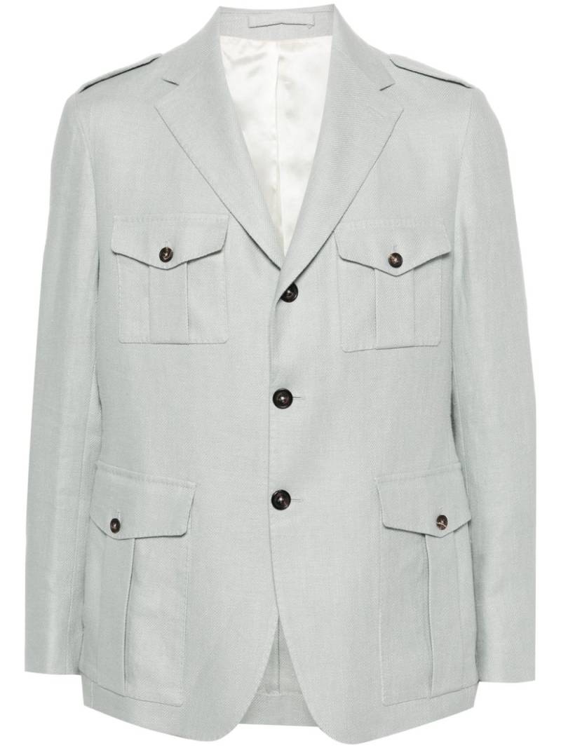 Eleventy interlock-twill linen jacket - Blue von Eleventy