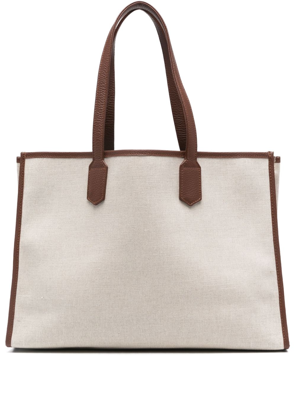 Eleventy leather-trim canvas tote bag - Neutrals von Eleventy