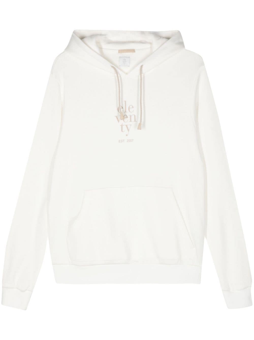 Eleventy logo-print hoodie - Neutrals von Eleventy