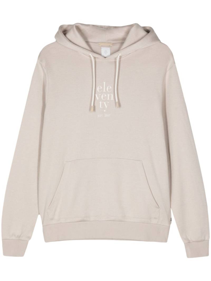 Eleventy logo-print hoodie - Neutrals von Eleventy