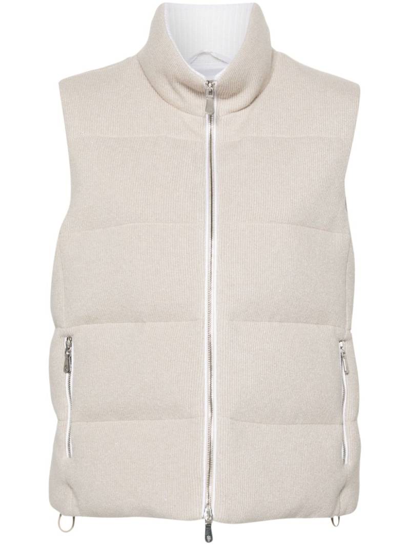 Eleventy lurex-detail padded gilet - Neutrals von Eleventy