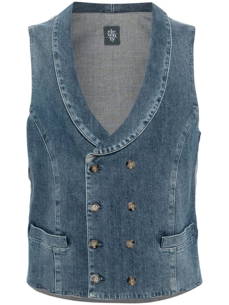 Eleventy panelled denim waistcoat - Blue von Eleventy