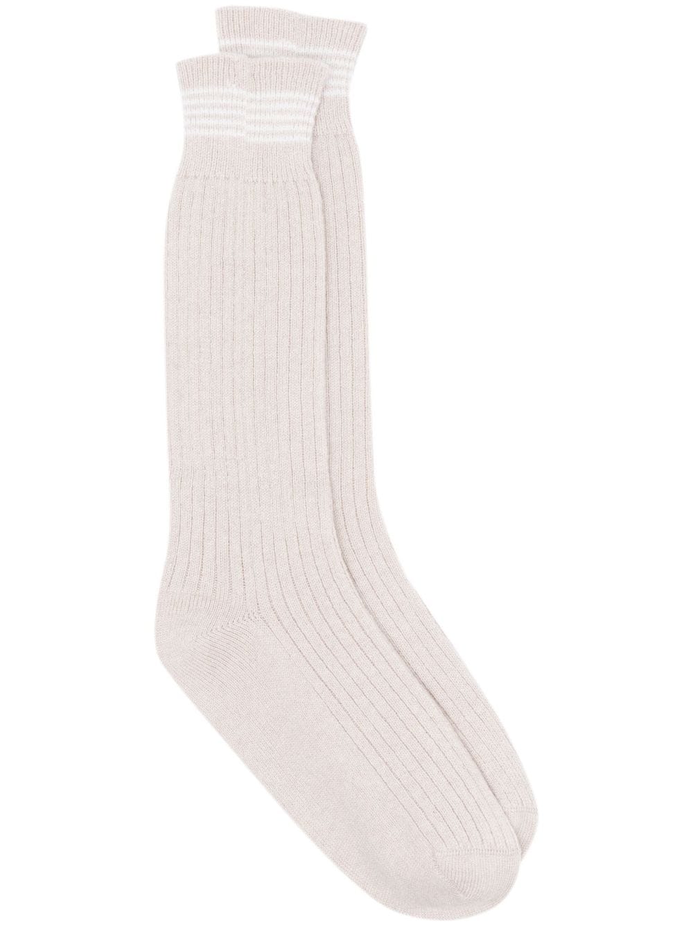 Eleventy ribbed-knit cashmere socks - Neutrals von Eleventy