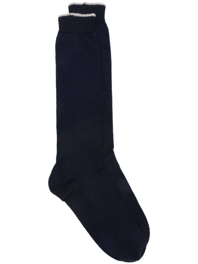 Eleventy ribbed-knit socks - Blue von Eleventy