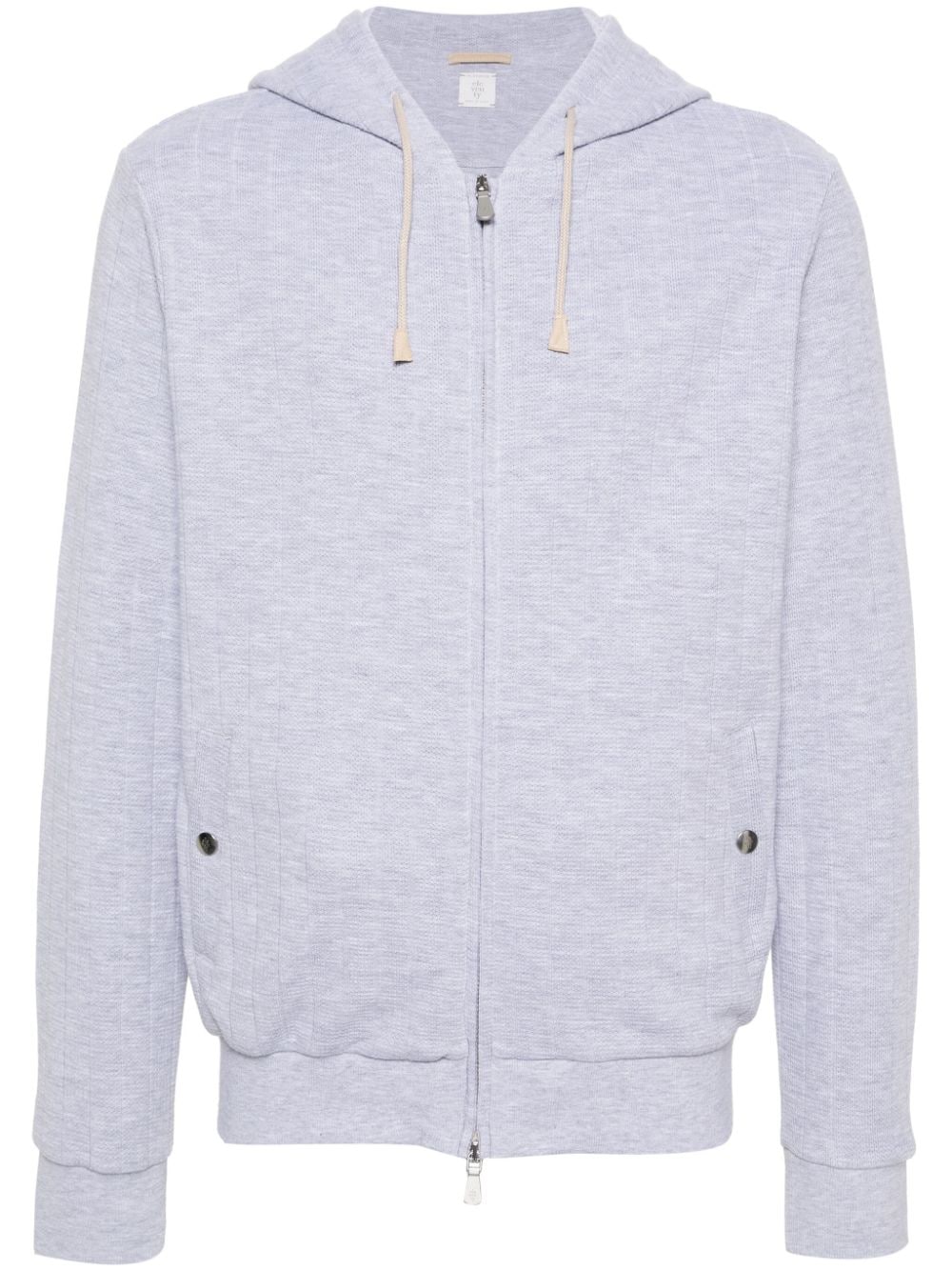Eleventy ribbed-knit zipped hoodie - Grey von Eleventy