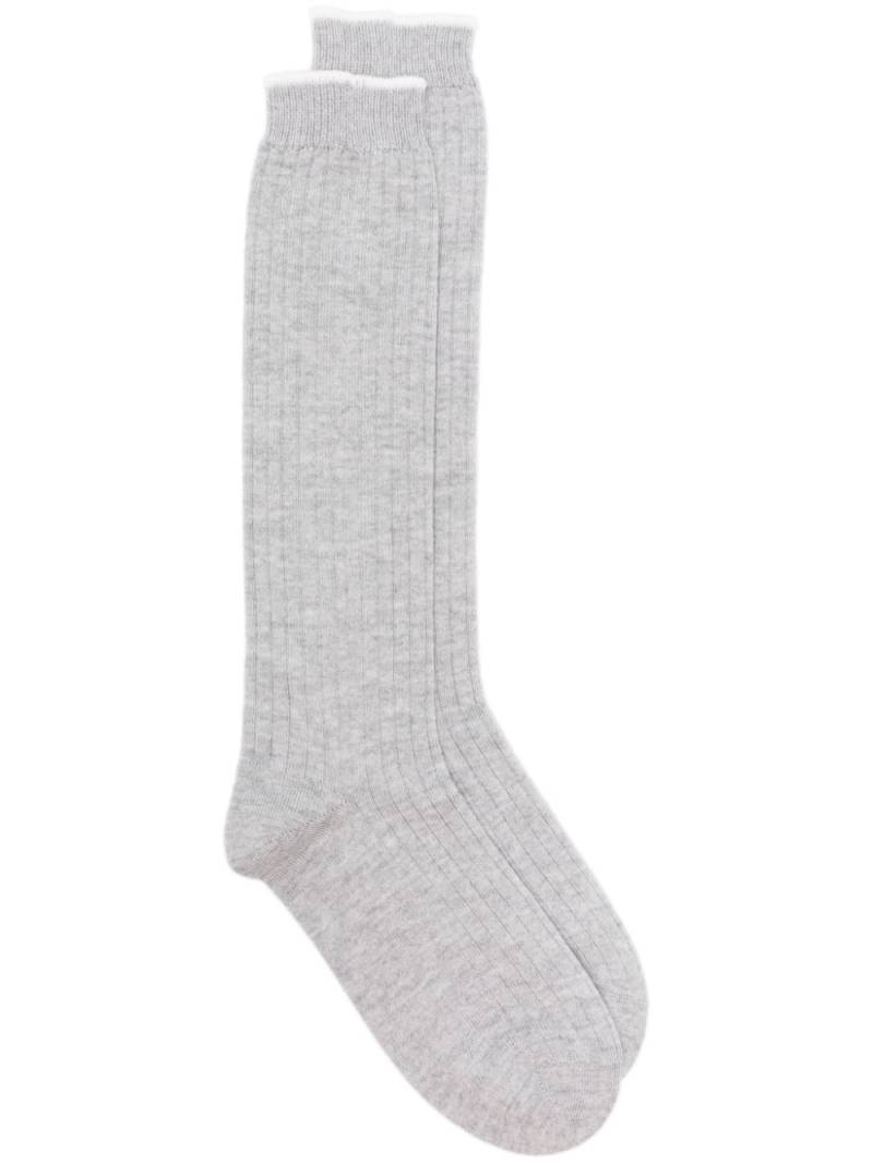 Eleventy ribbed knitted socks - Grey von Eleventy