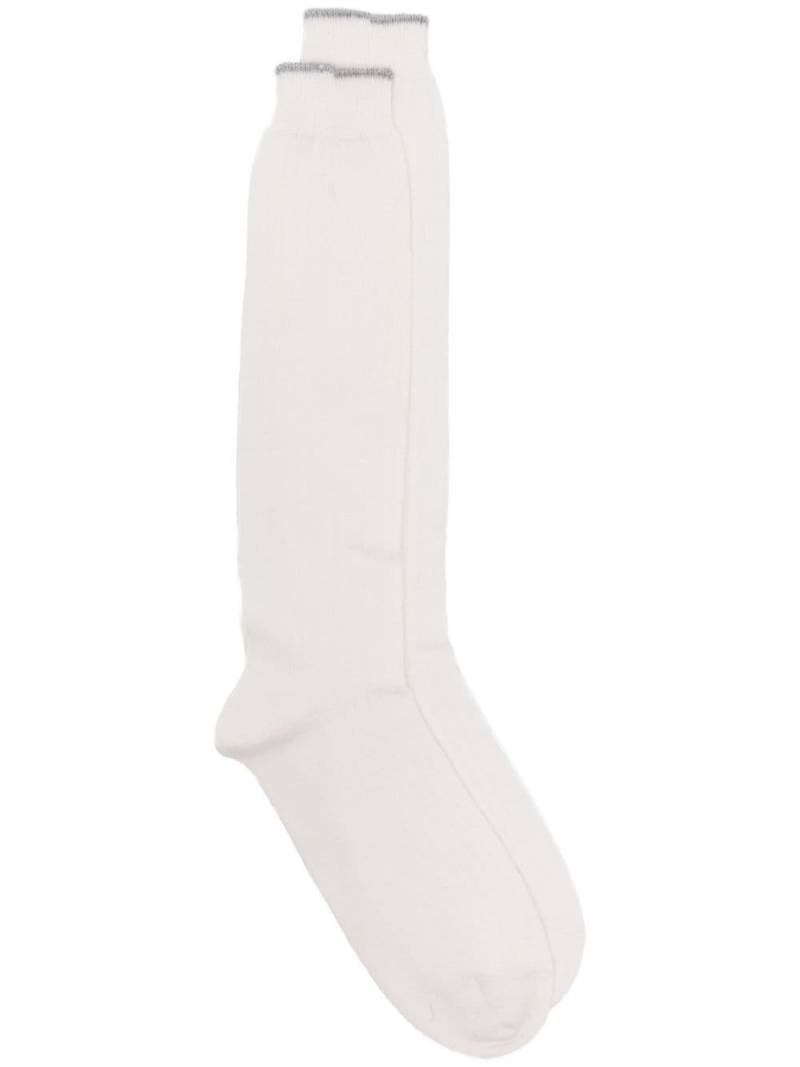 Eleventy ribbed knitted socks - White von Eleventy