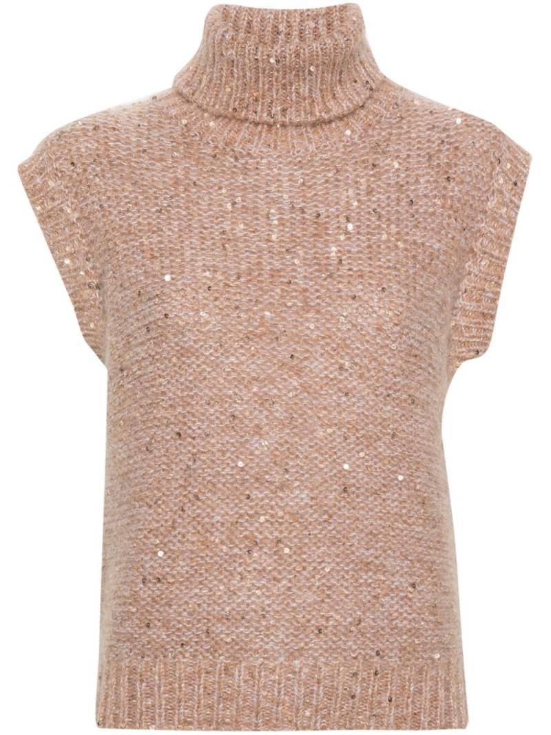 Eleventy roll-neck sleeveless jumper - Neutrals von Eleventy