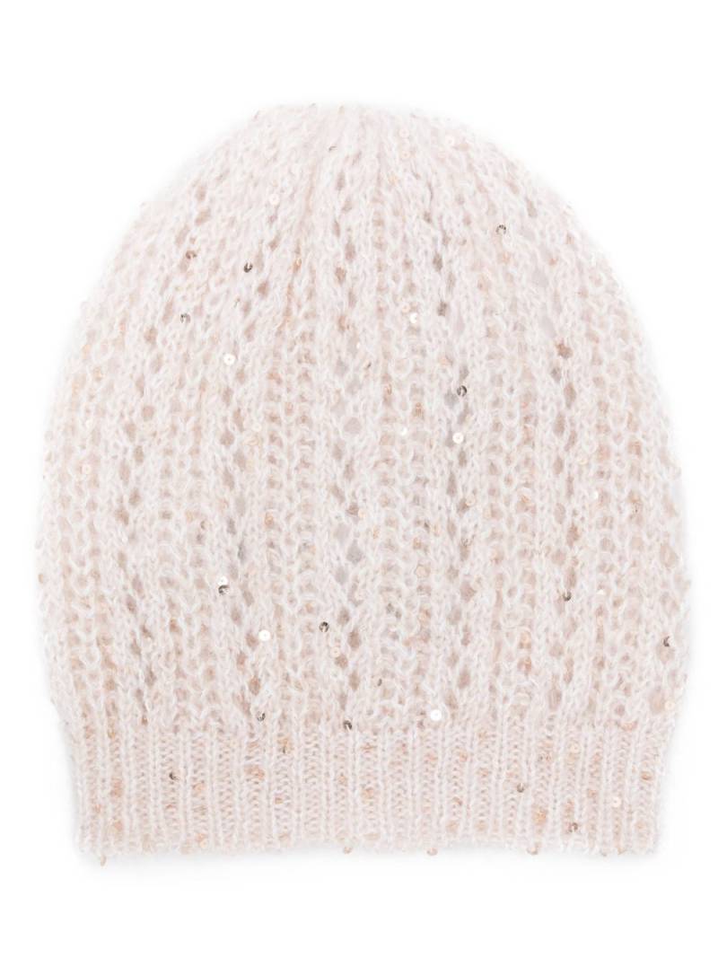 Eleventy sequin-embellished beanie hat - Neutrals von Eleventy