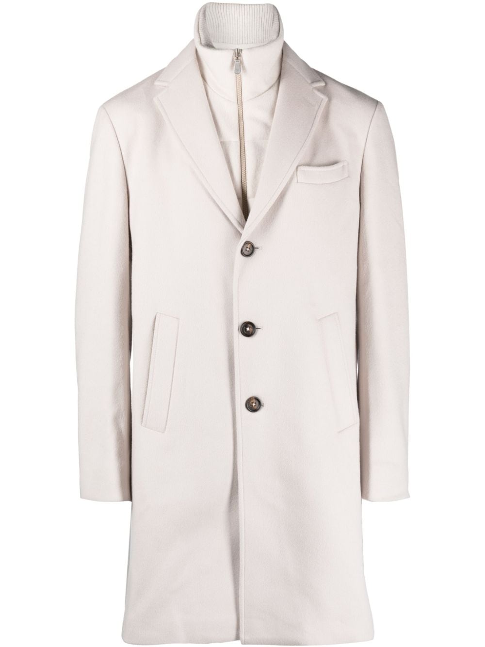 Eleventy single-breasted removable-bib coat - Neutrals von Eleventy