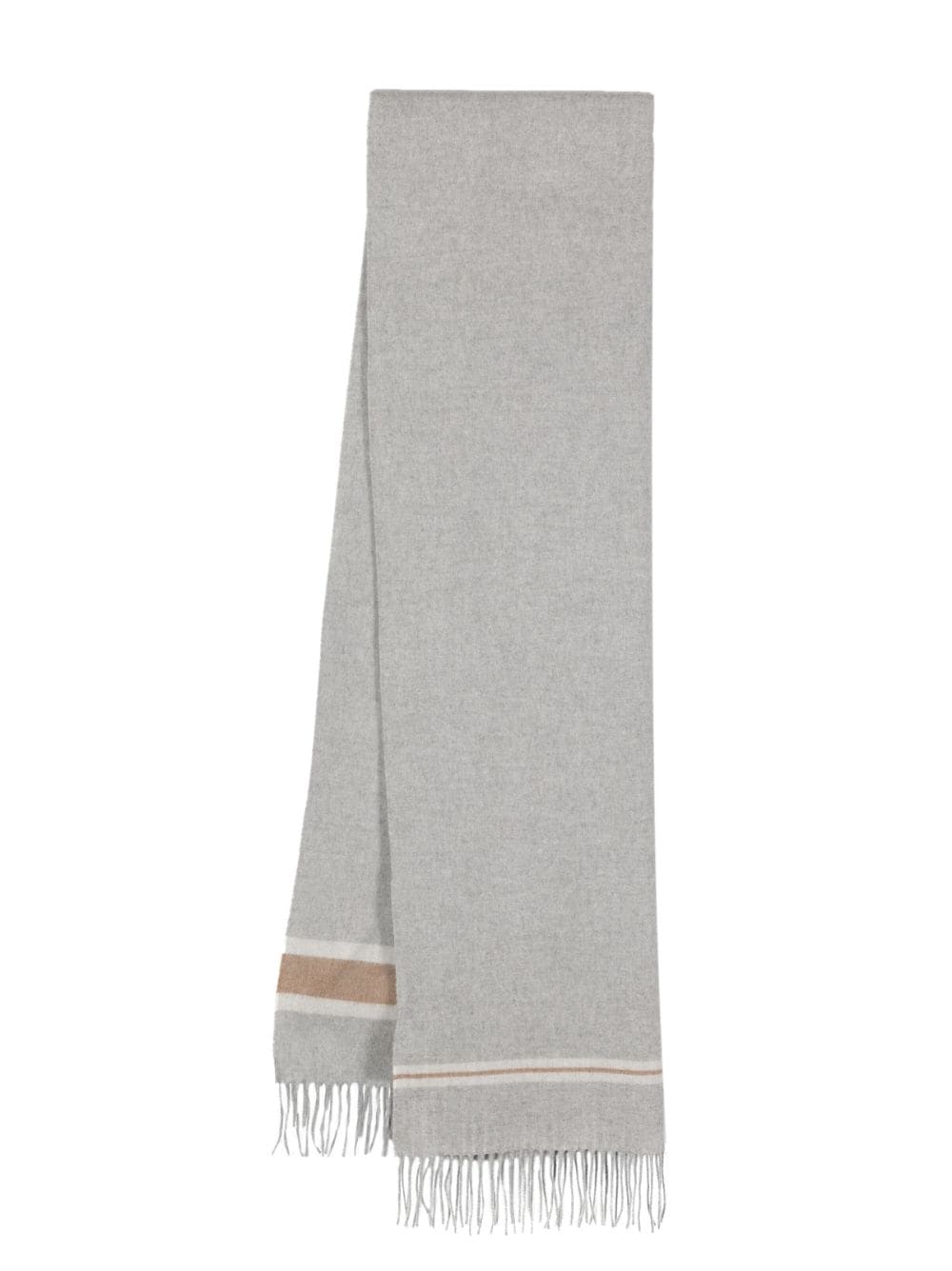 Eleventy stripe-detail linen scarf - Grey von Eleventy