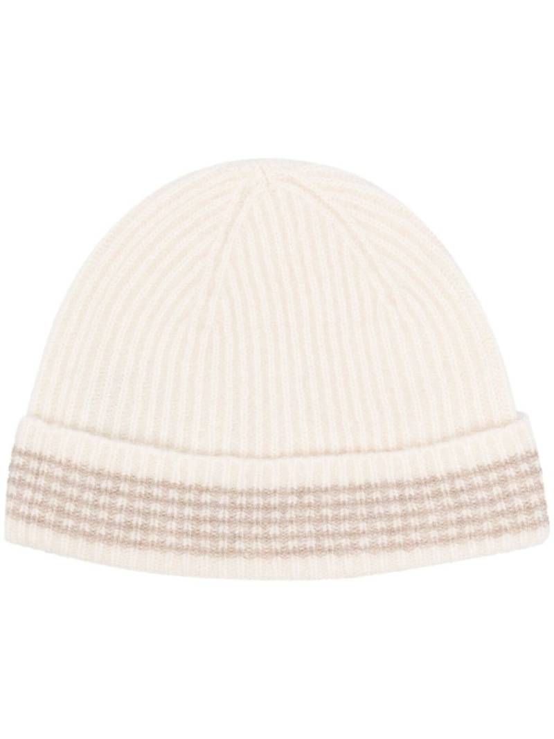 Eleventy stripe-detailing ribbed-knit beanie - White von Eleventy