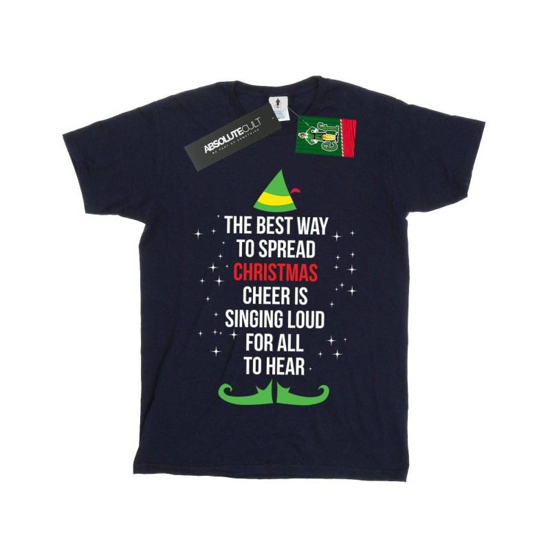 Christmas Cheer Text Tshirt Mädchen Marine 128 von Elf