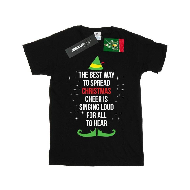 Christmas Cheer Text Tshirt Mädchen Schwarz 116 von Elf