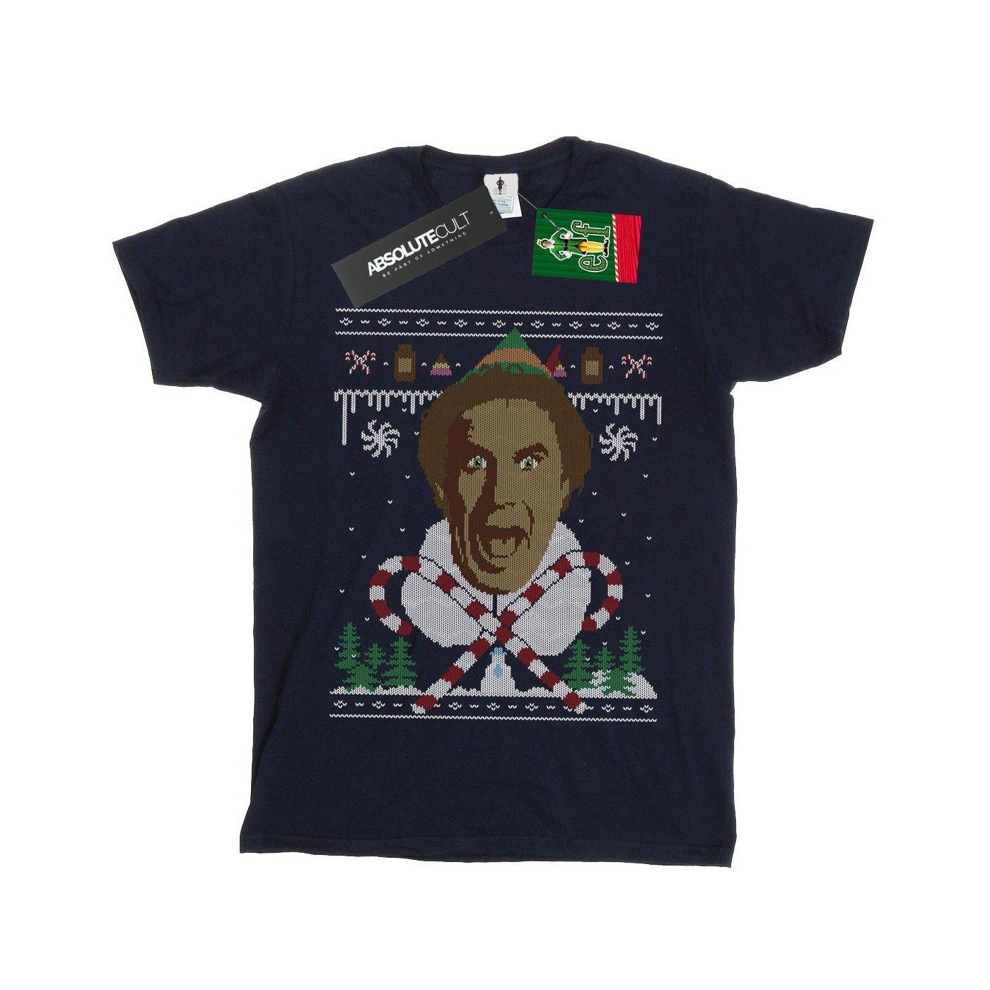 Christmas Fair Isle Tshirt Jungen Marine 128 von Elf