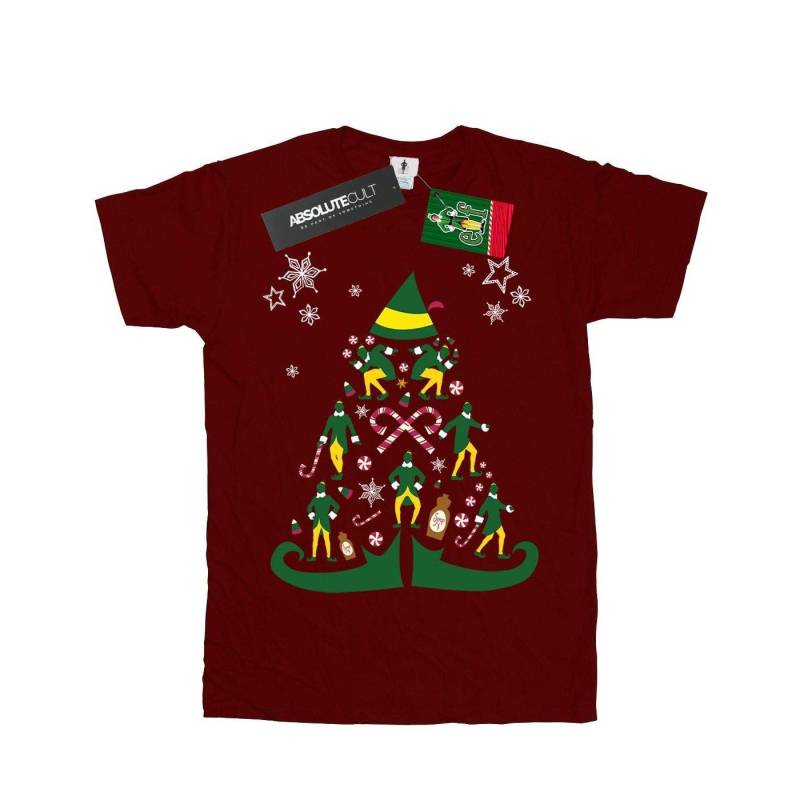 Christmas Tree Tshirt Jungen Weinrot 128 von Elf