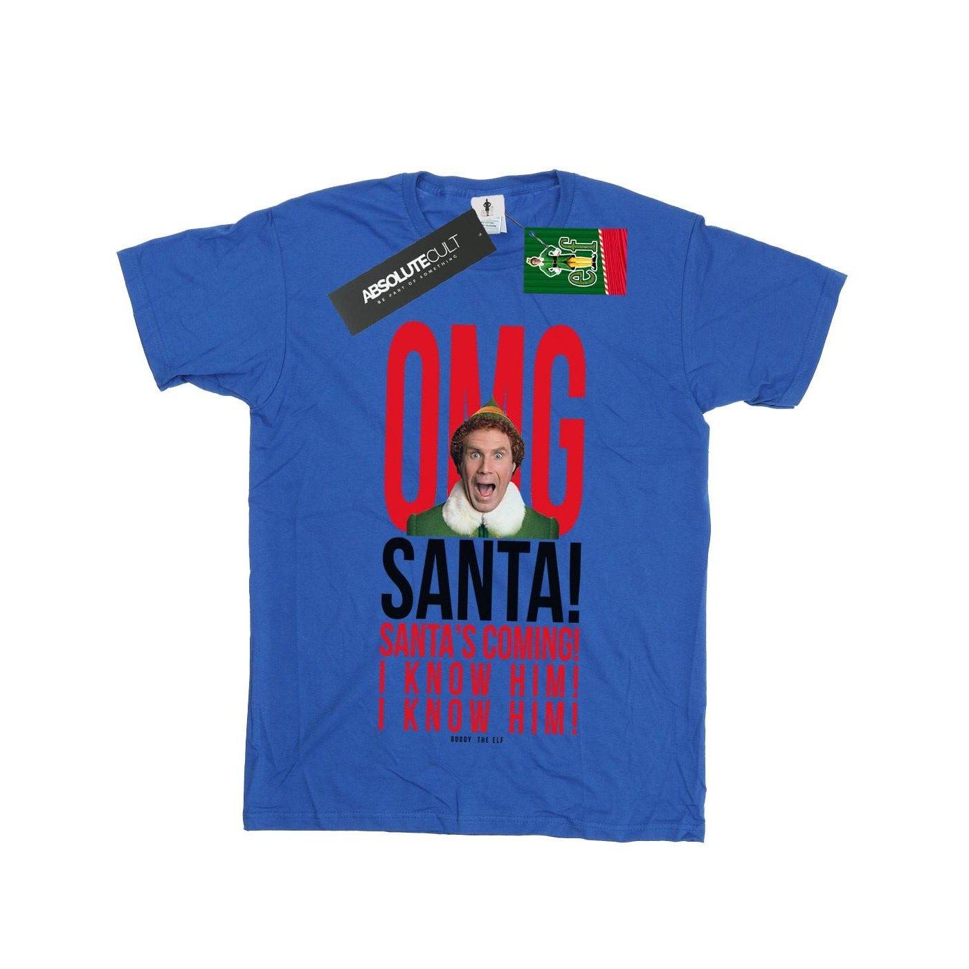 Omg Santa I Know Him Tshirt Mädchen Königsblau 128 von Elf