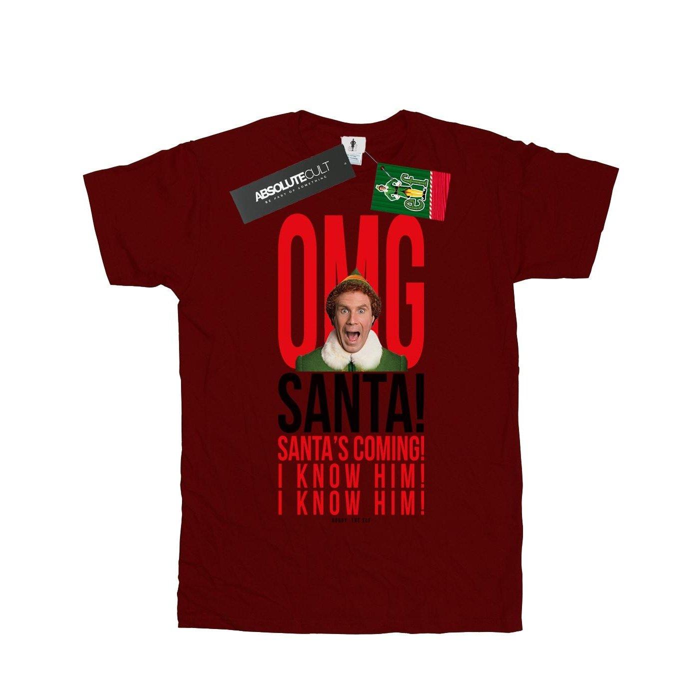 Omg Santa I Know Him Tshirt Mädchen Weinrot 116 von Elf