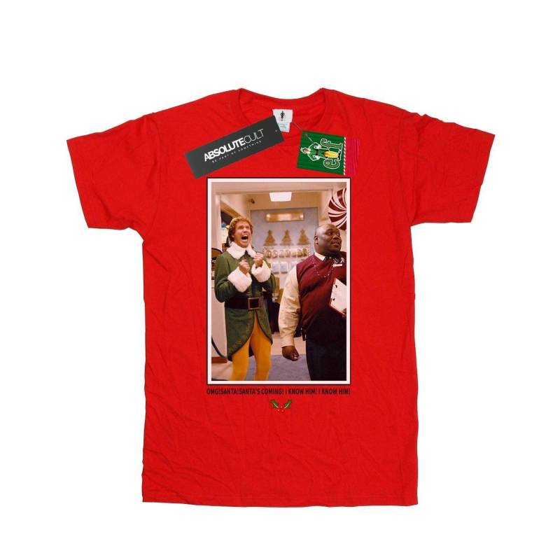 Omg Santa Photo Tshirt Mädchen Rot Bunt 116 von Elf