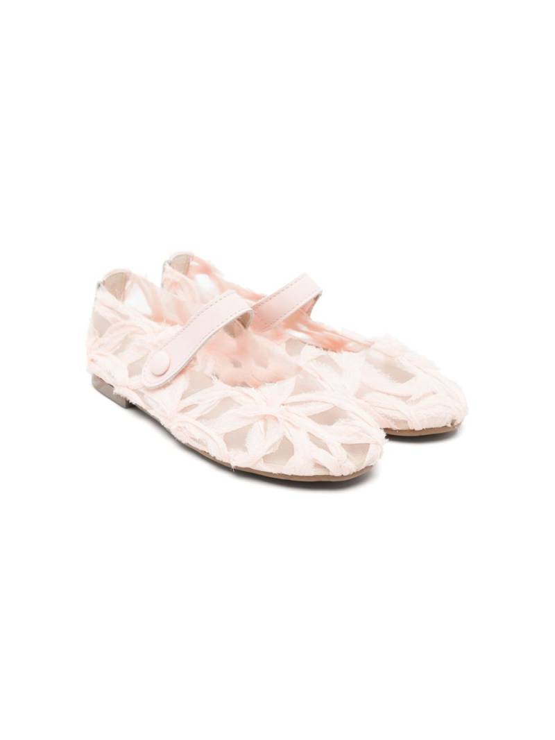 Eli1957 floral-appliqué mesh ballerina shoes - Pink von Eli1957