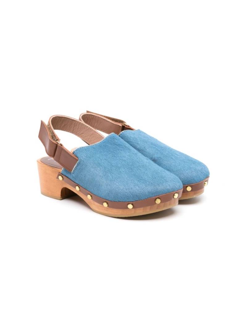 Eli1957 stud-detailing fur-design clogs - Blue von Eli1957