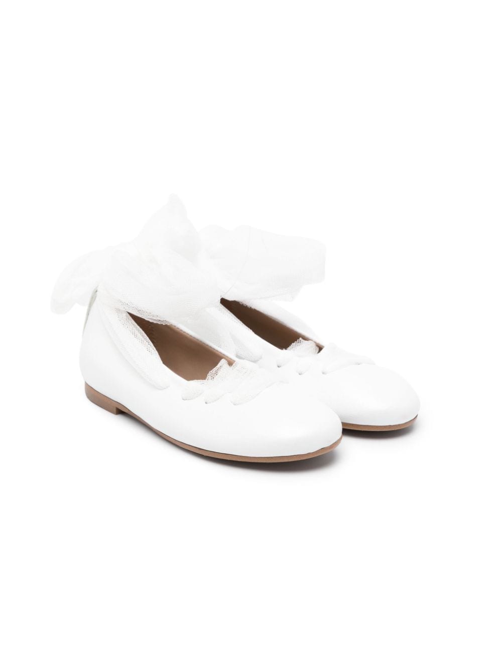 Eli1957 tulle-detail leather ballerina shoes - White von Eli1957