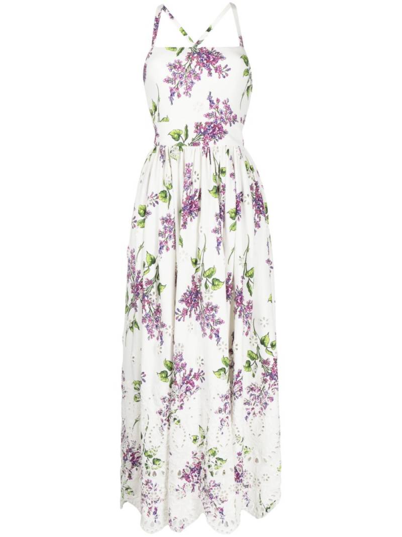 Elie Saab Cady floral-print midi dress - White von Elie Saab