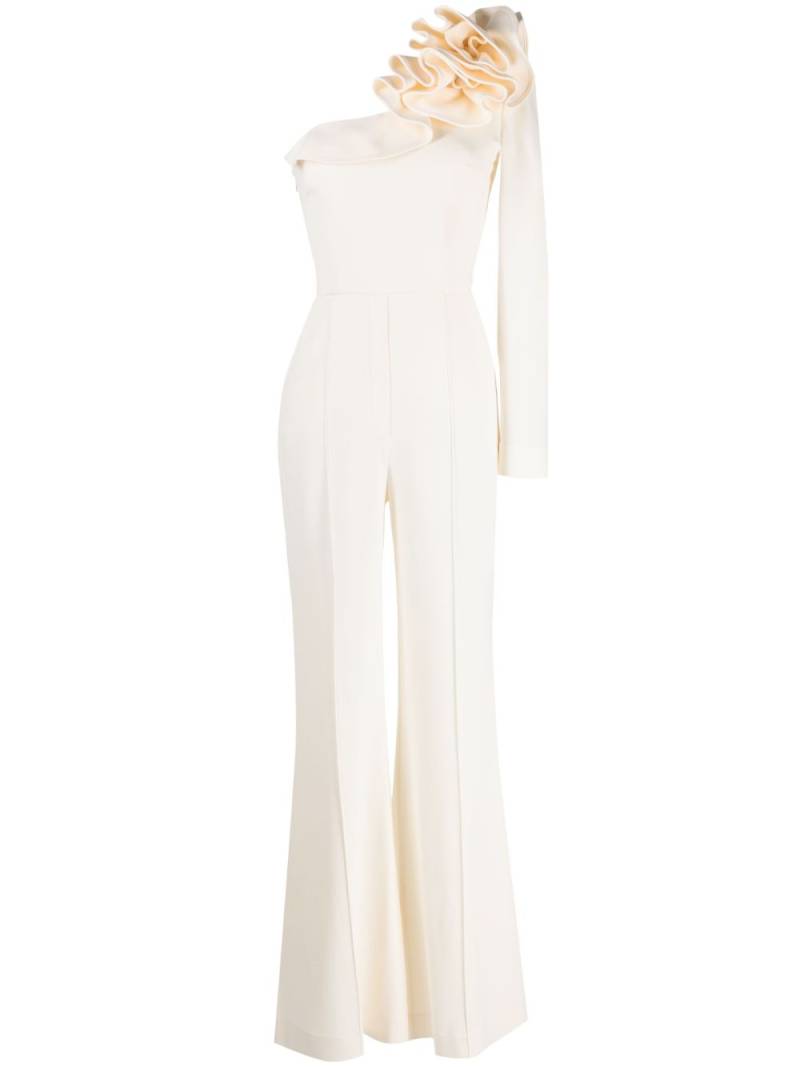 Elie Saab Cady ruffled one-shoulder jumpsuit - White von Elie Saab