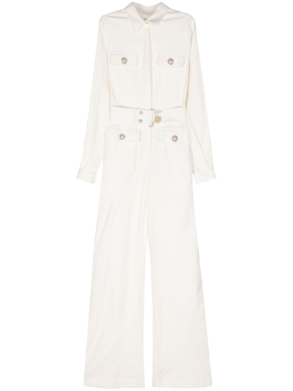 Elie Saab Gabardine Wide-leg Jumpsuit - White von Elie Saab