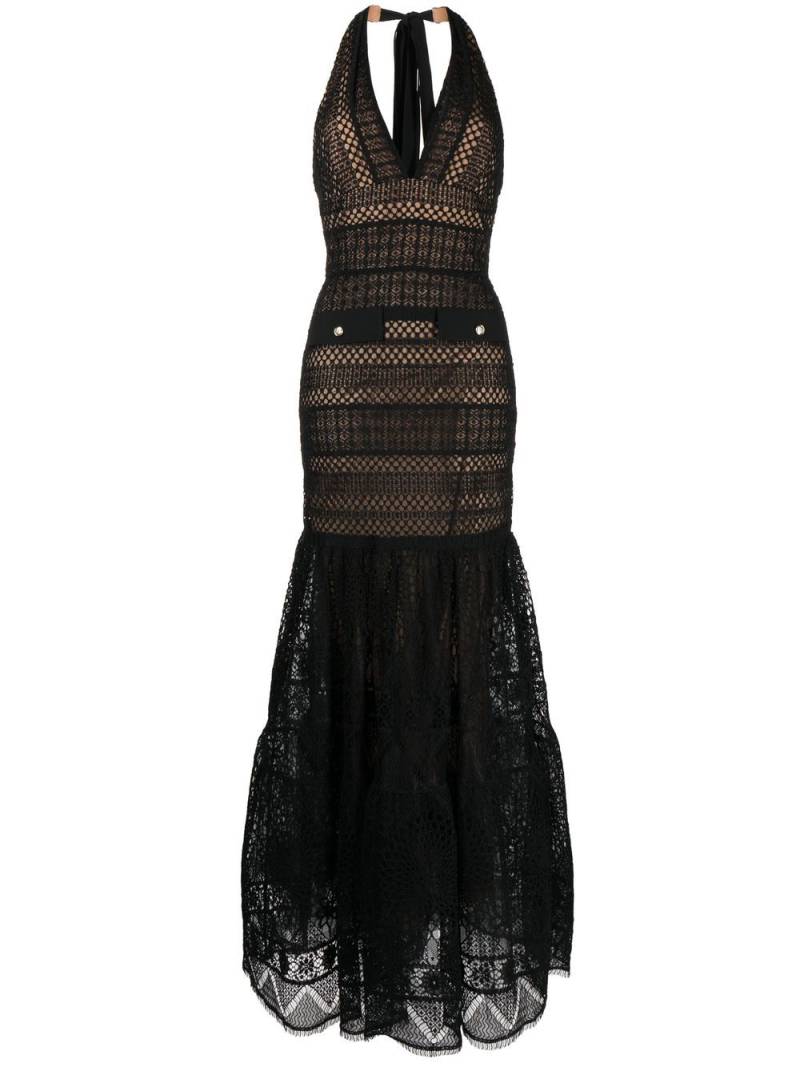 Elie Saab V-neck macramé gown - Black von Elie Saab