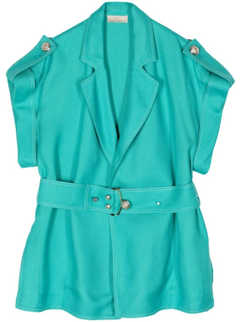 Elie Saab belted short-sleeve jacket - Blue von Elie Saab