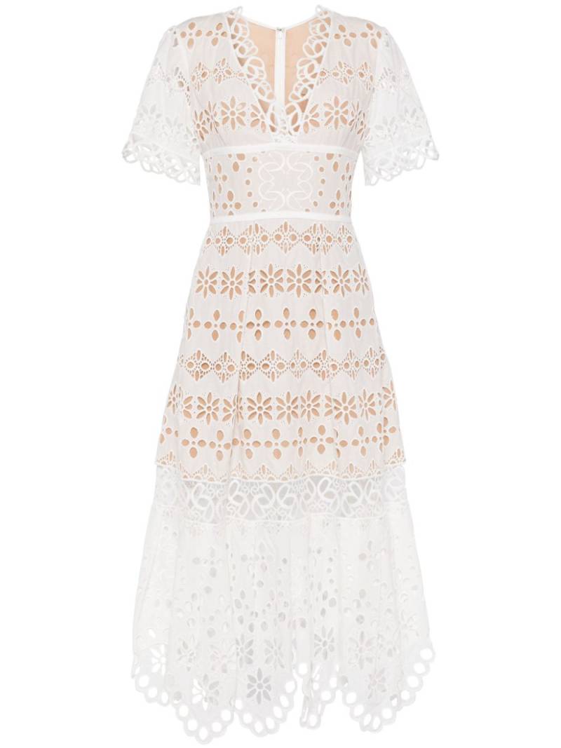 Elie Saab broderie anglaise midi dress - White von Elie Saab