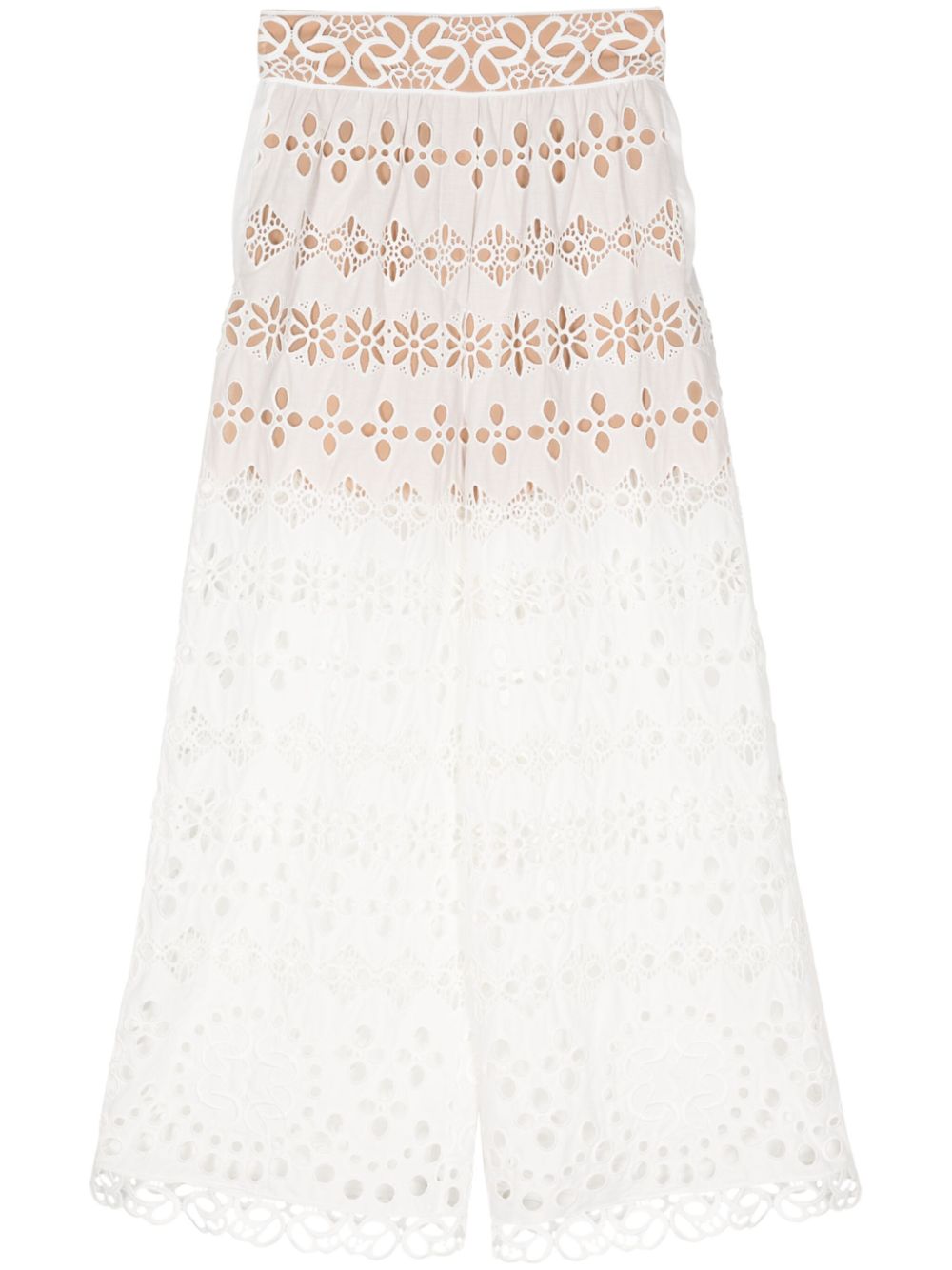 Elie Saab broderie-anglaise palazzo pants - White von Elie Saab