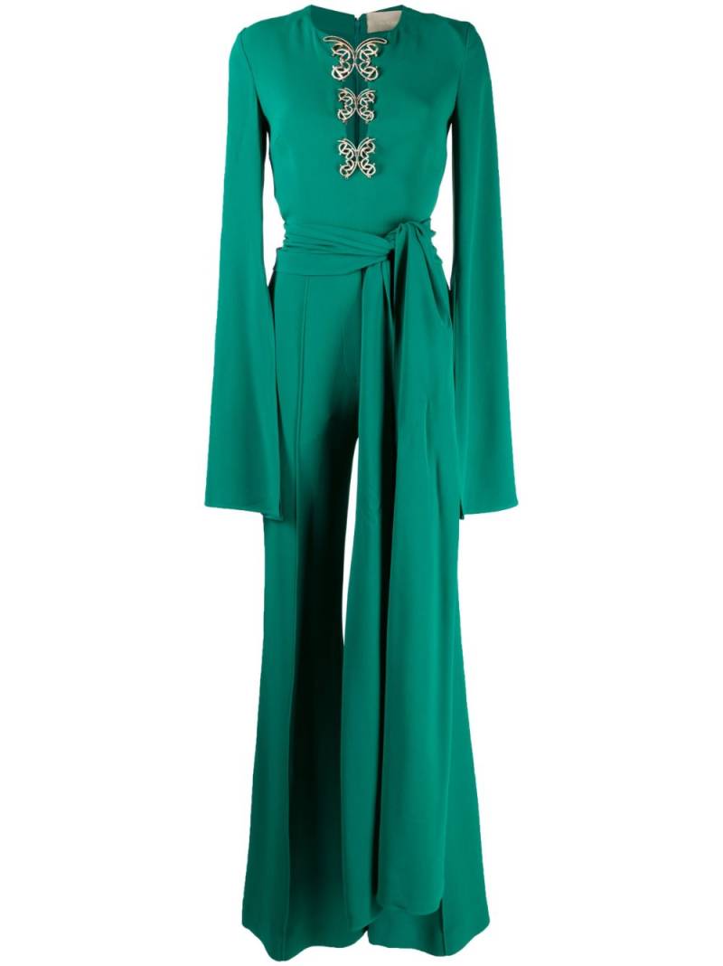 Elie Saab butterfly-detailing flared jumpsuit - Green von Elie Saab