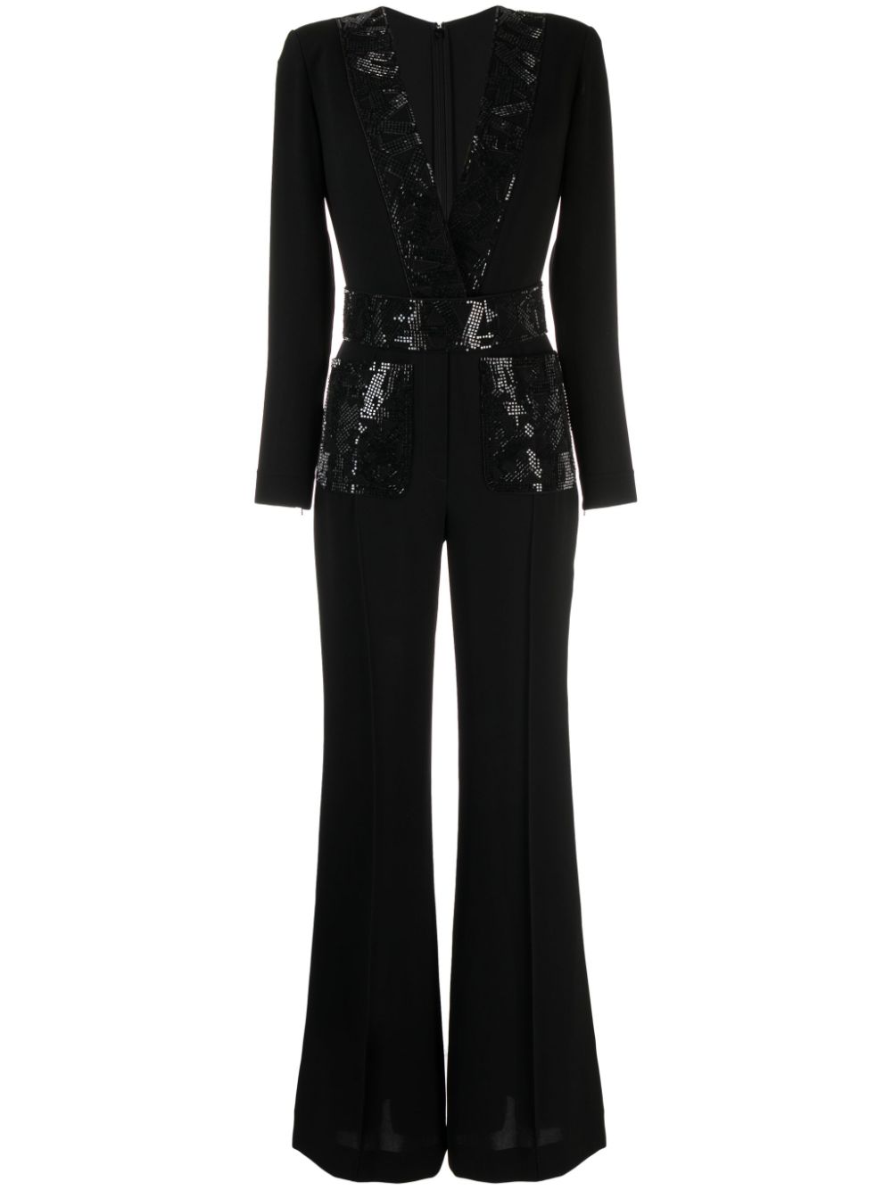 Elie Saab crystal-embellished silk jumpsuit - Black von Elie Saab