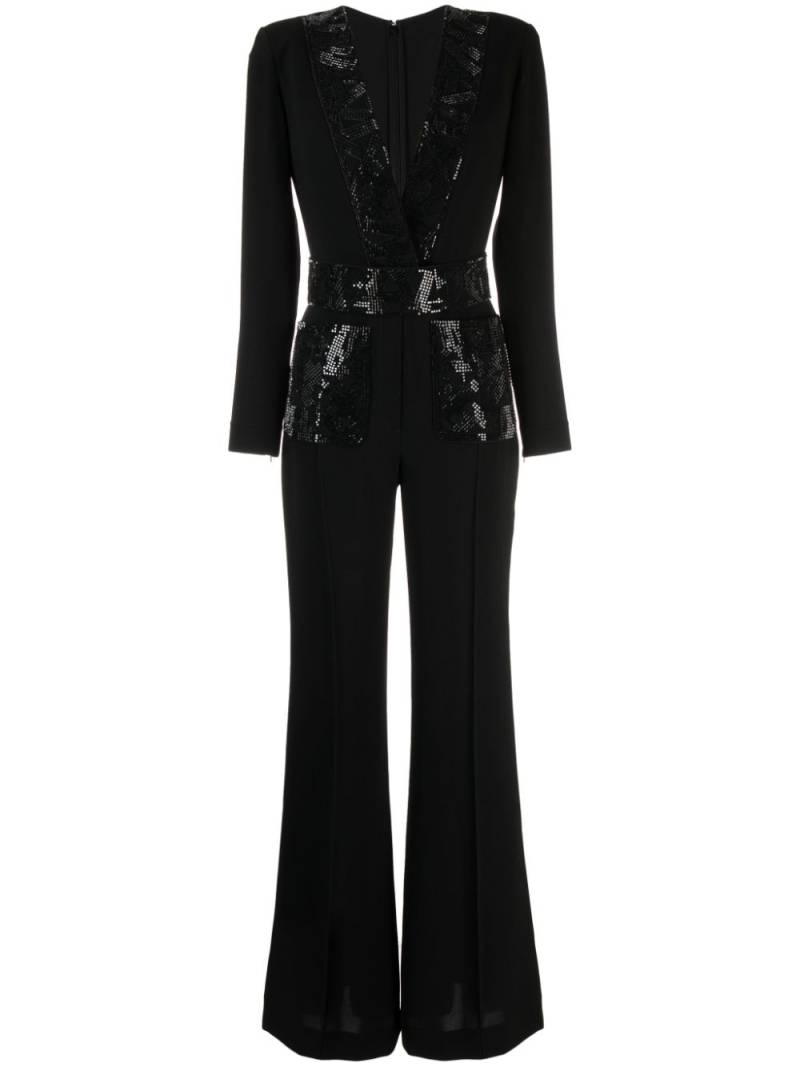 Elie Saab crystal-embellished silk jumpsuit - Black von Elie Saab