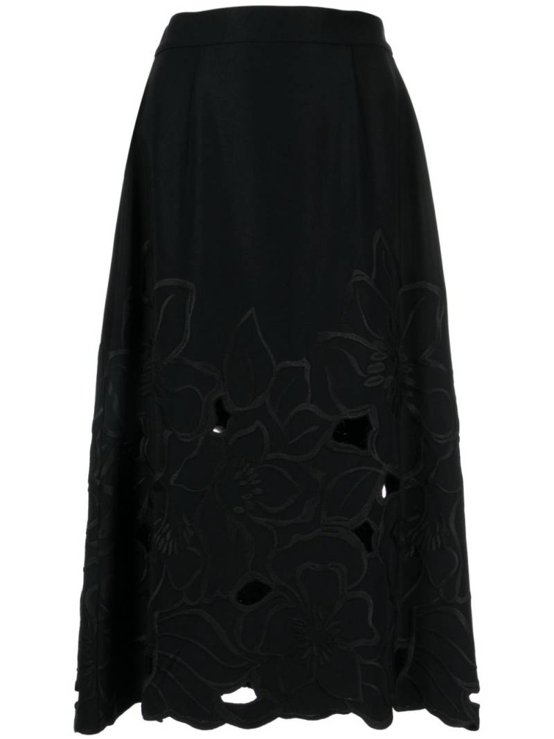 Elie Saab cut-out floral-detail midi skirt - Black von Elie Saab