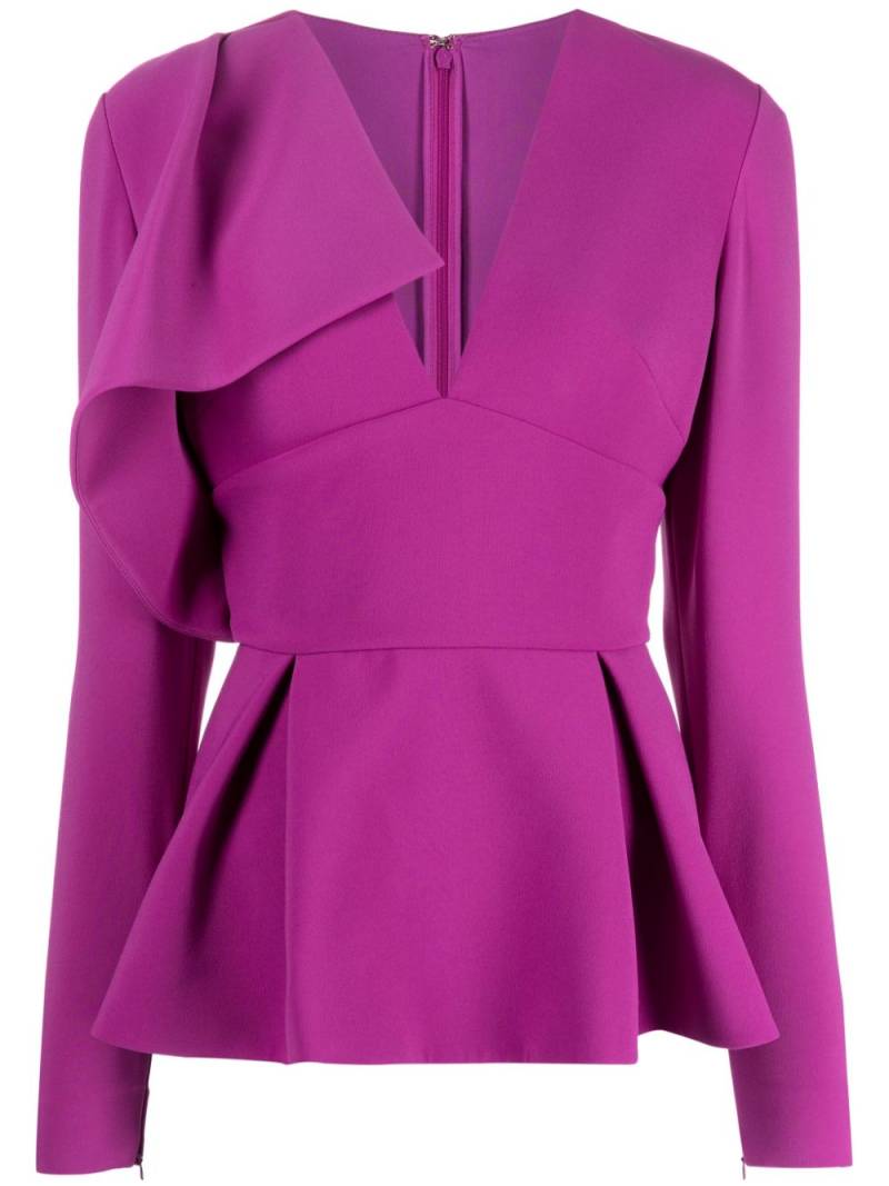 Elie Saab draped silk peplum top - Purple von Elie Saab