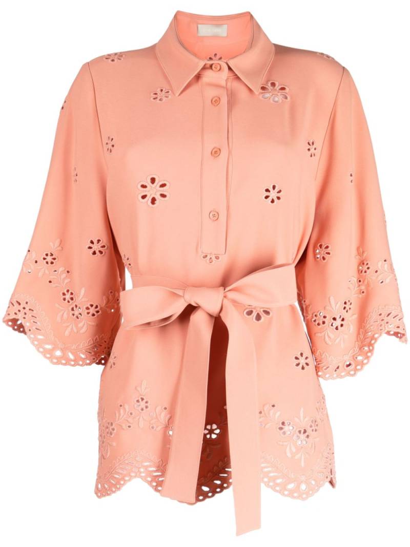 Elie Saab embroidered cady tied-waist blouse - Pink von Elie Saab