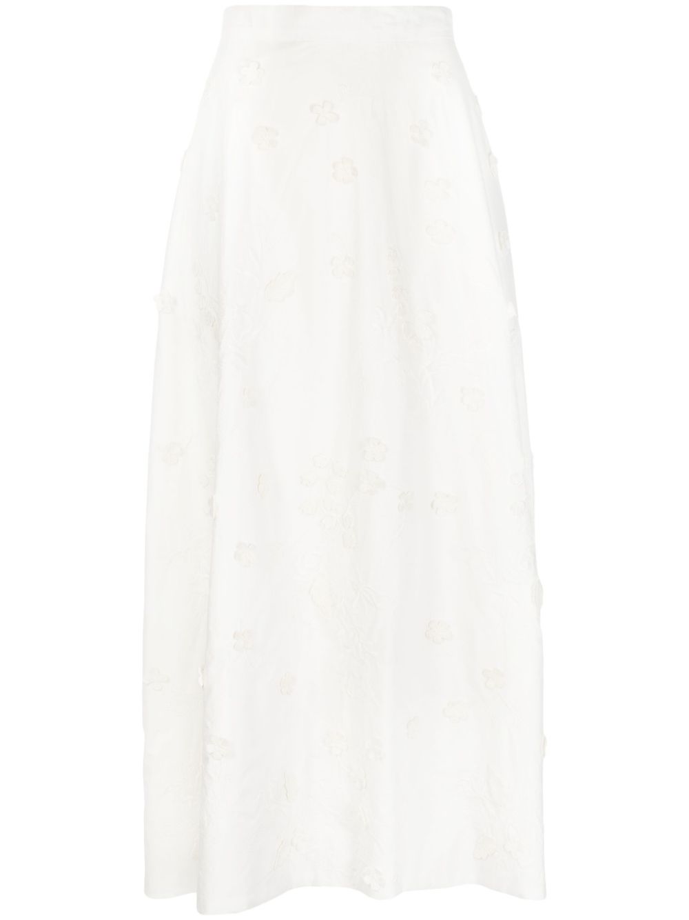 Elie Saab embroidered cotton midi skirt - White von Elie Saab