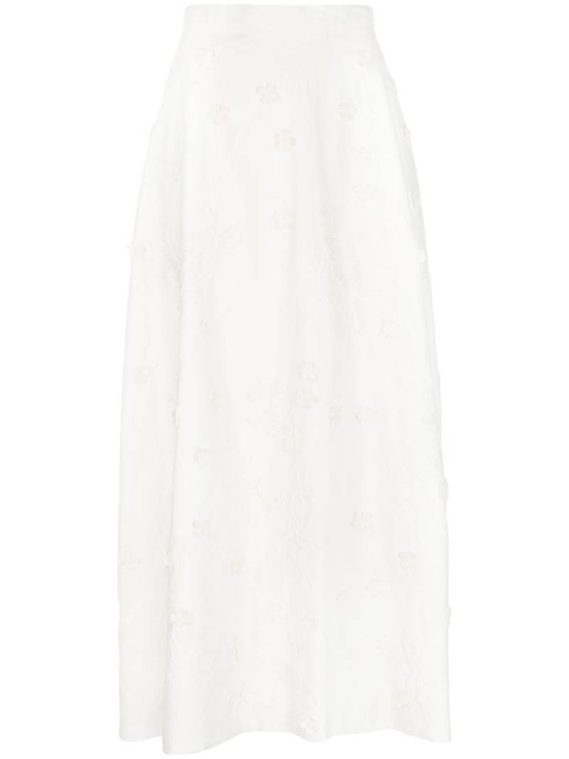 Elie Saab embroidered cotton midi skirt - White von Elie Saab