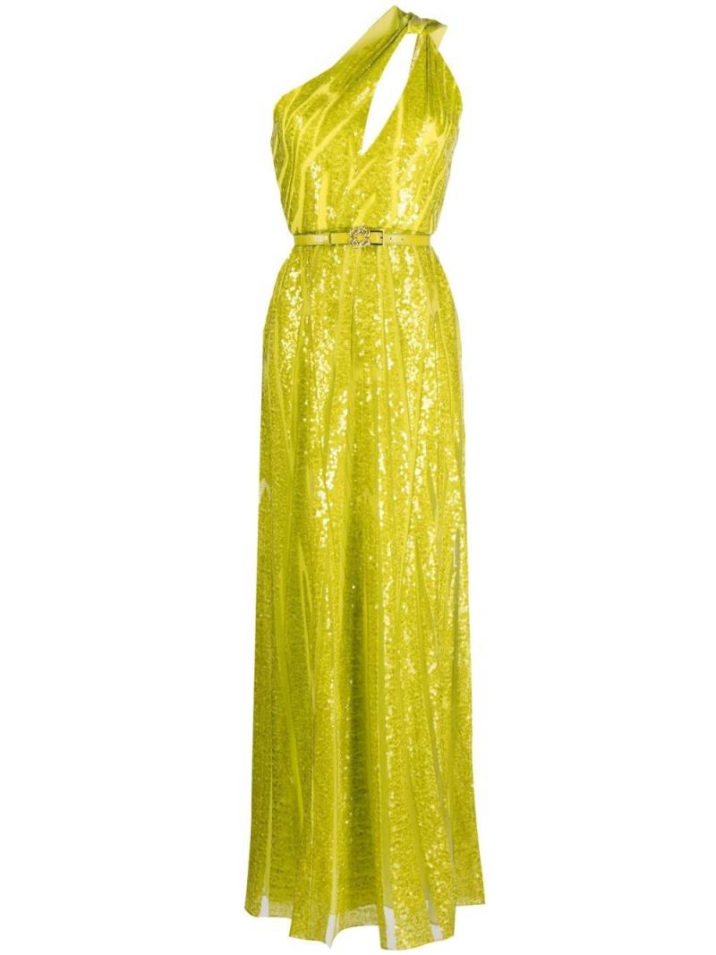 Elie Saab embroidered tulle one-shoulder gown - Green von Elie Saab