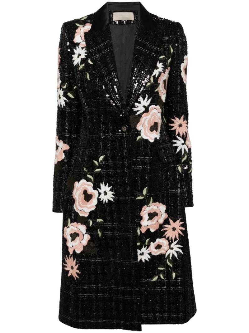 Elie Saab embroidered tweed coat - Black von Elie Saab