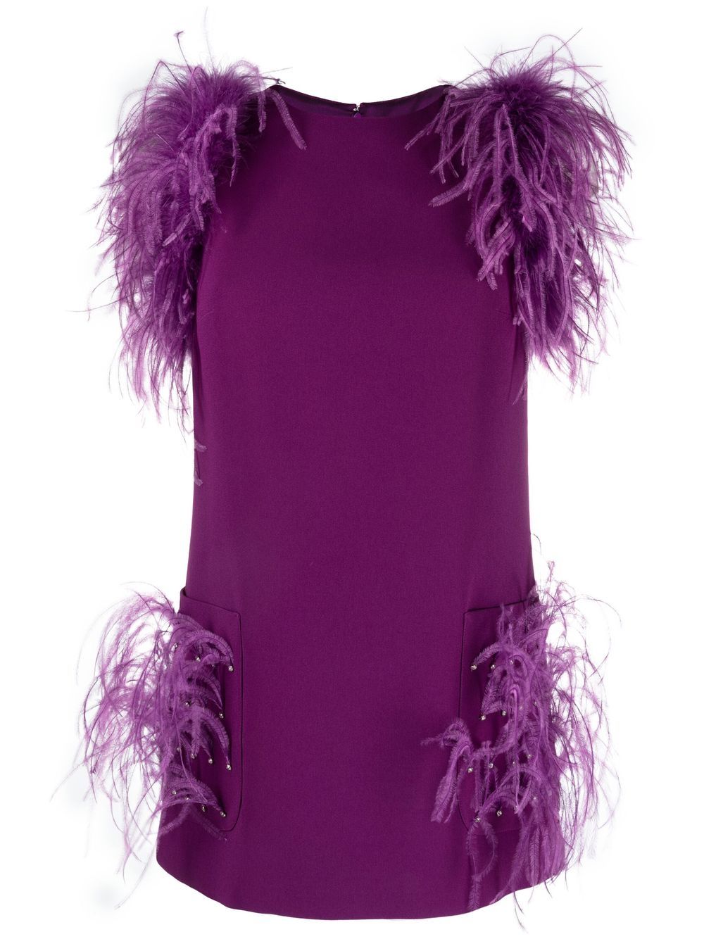 Elie Saab feather-trim crepe blouse - Purple von Elie Saab